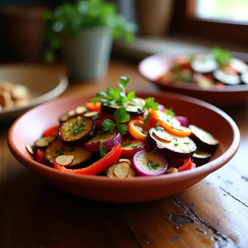 Ensalada Moruna con Berenjena Asada: Receta Tradicional Andaluza con Pimentón y Vinagreta de Miel