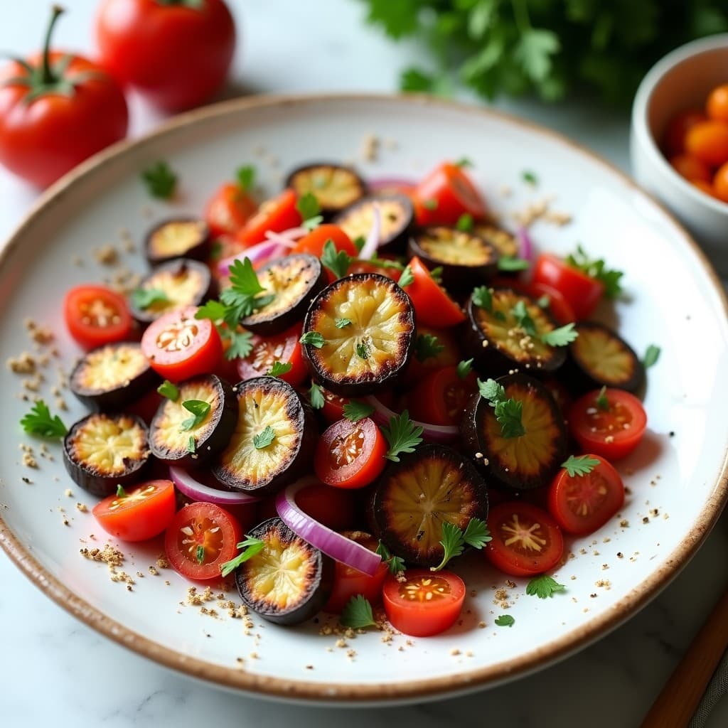 Ensalada Moruna de Berenjena al Zaatar: Receta al Horno Sin Aceite y Crujiente
