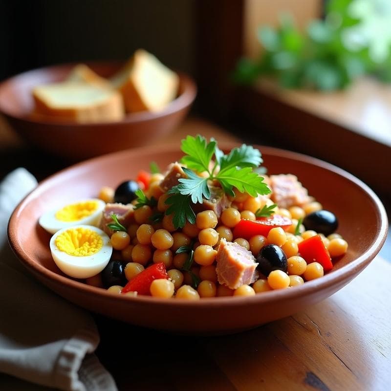 Ensalada Moruna de Garbanzos y Atún Ahumado: Receta Alta en Proteína sin Cocinar