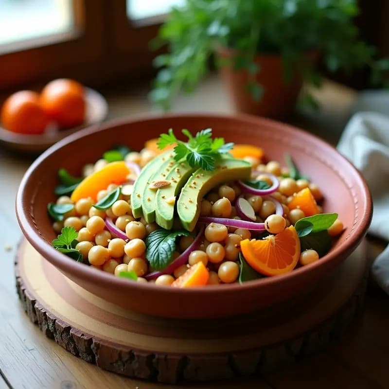 Ensalada Moruna con Garbanzos y Naranja Ahumada: Receta Árabe de Alto Valor Proteico en 15 Minutos
