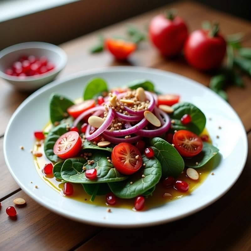 Ensalada Moruna con Granada y Espinacas: Receta Árabe Rápida y Alta en Hierro