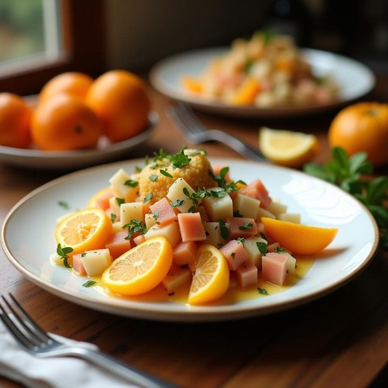 Ensalada Moruna de Naranjas, Aceitunas y Bacalao Desalado: Receta Española Tradicional