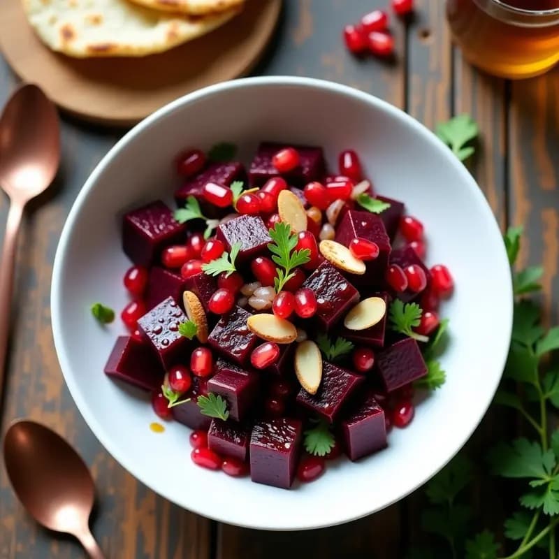 Ensalada Moruna de Remolacha y Granada: Receta Vegana con Toque Árabe en 15 Minutos