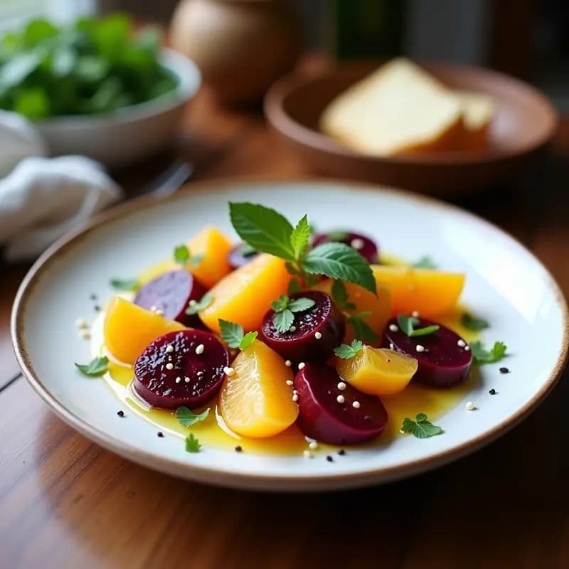 Ensalada Moruna de Remolacha y Naranja: Receta Árabe con Toque Citrico y Crujiente de Sésamo