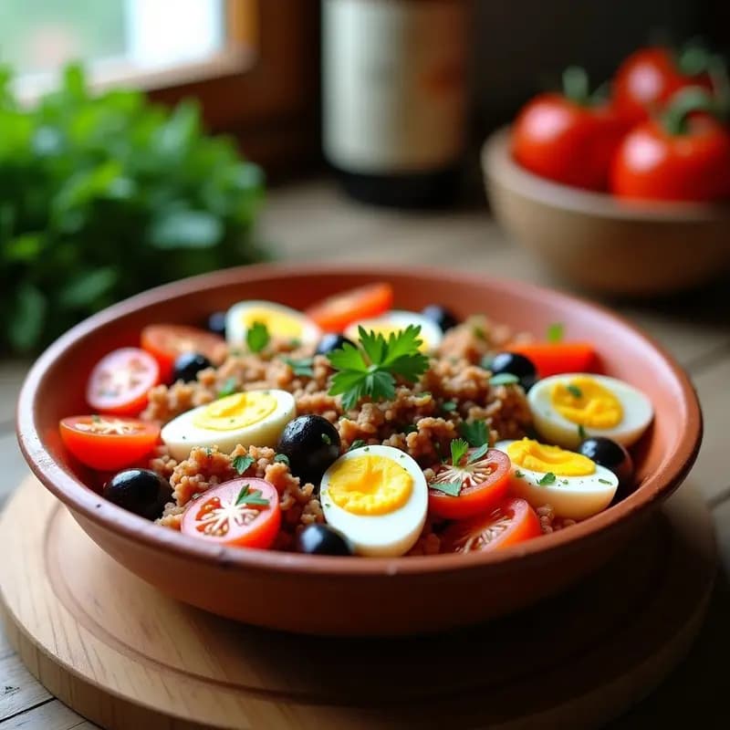 Ensalada murciana con atún, huevo y ñora: Receta fresca y llena de sabor