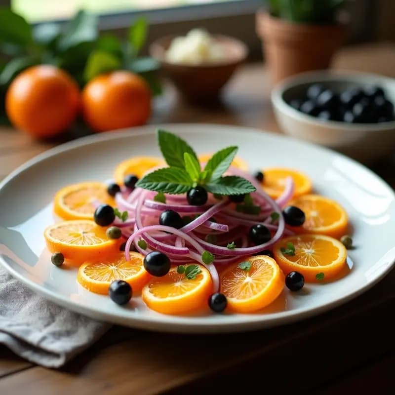 Ensalada de Naranja con Aceitunas y Cebolla Morada: Entrante Navideño y Fresco