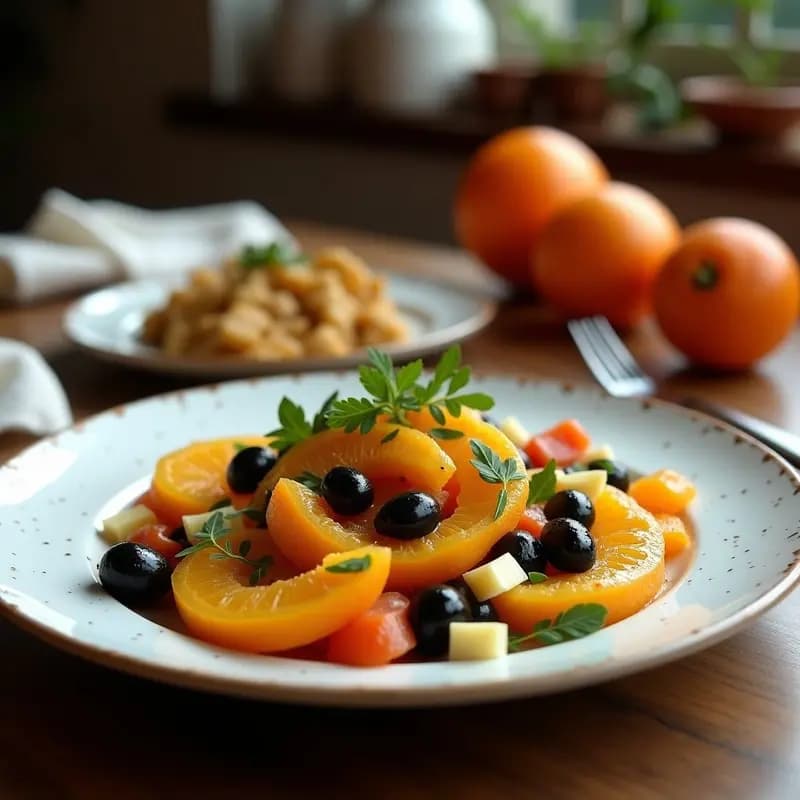 Ensalada Marroquí de Naranja y Aceitunas con Ras el Hanout: Receta Fresca y Especiada