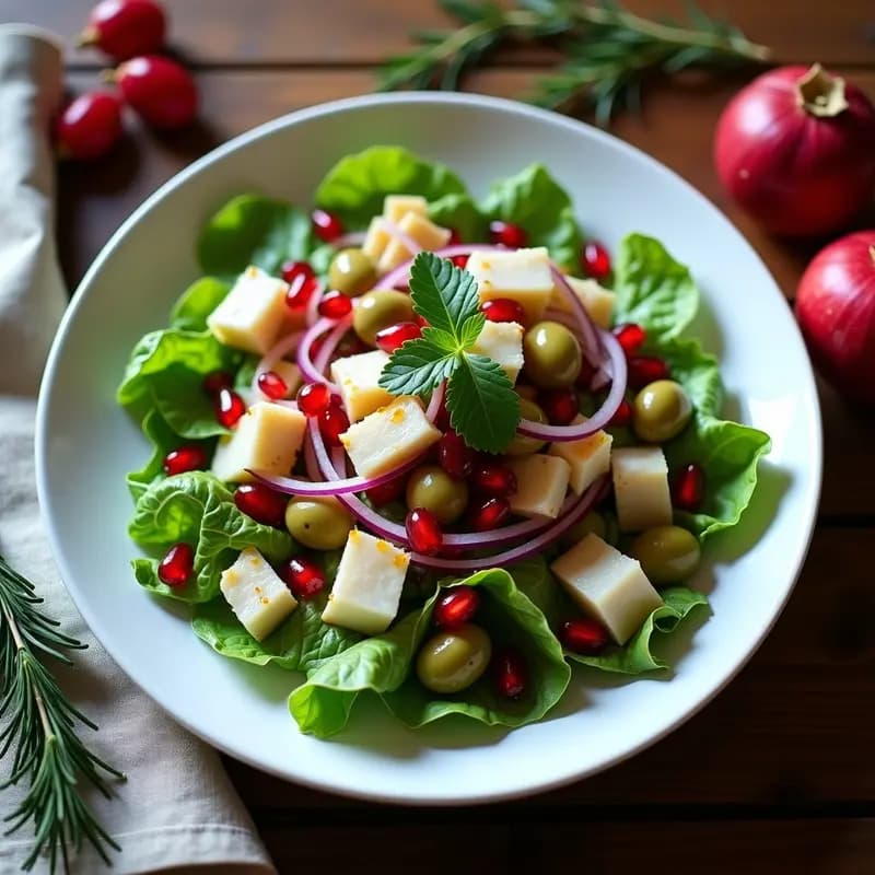 Ensalada de Nochebuena con Bacalao, Escarola y Granados: Entrante Festivo y Colorido