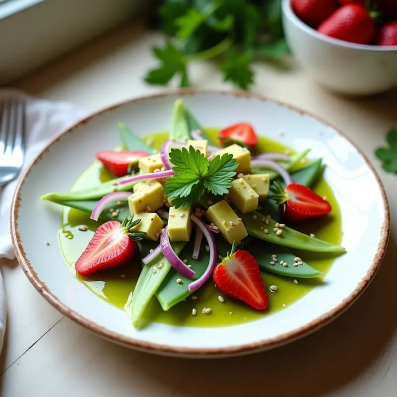 Ensalada de Nopales y Fresas con Vinagreta de Chilimole: Receta Mexicana Dulce-Ácida y Detox