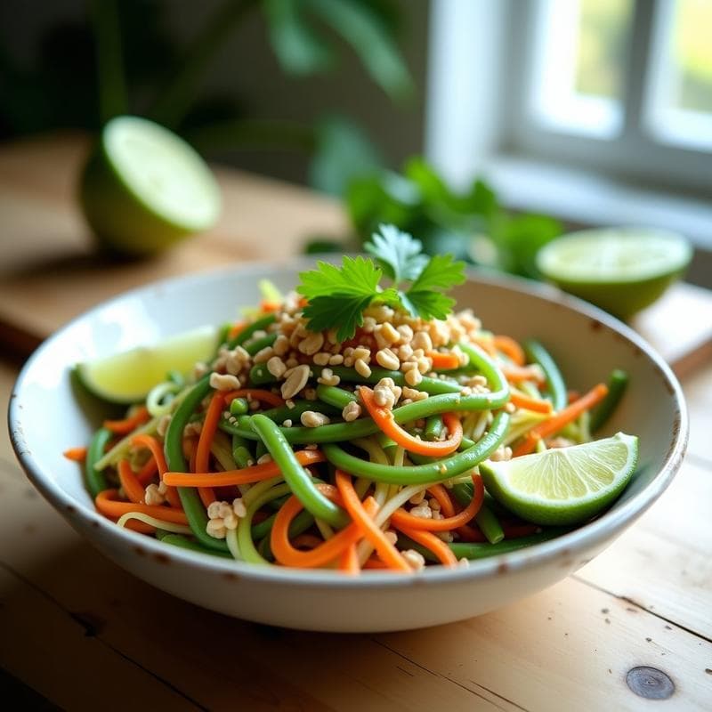 Ensalada de Papaya Verde y Cacahuetes con Vinagreta de Lima: Receta Tailandesa Crujiente en 10 Minutos
