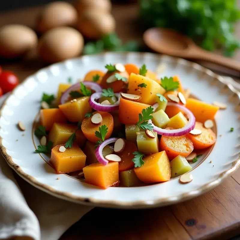 Ensalada de Patata y Boniato al Horno: Receta Crujiente y Sin Lactosa en 30 Minutos