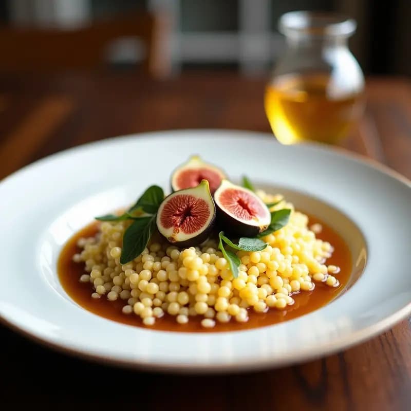 Ensalada de Pearl Couscous con Higos Asados y Vinagreta de Miel de Eucalipto: Receta Australiana