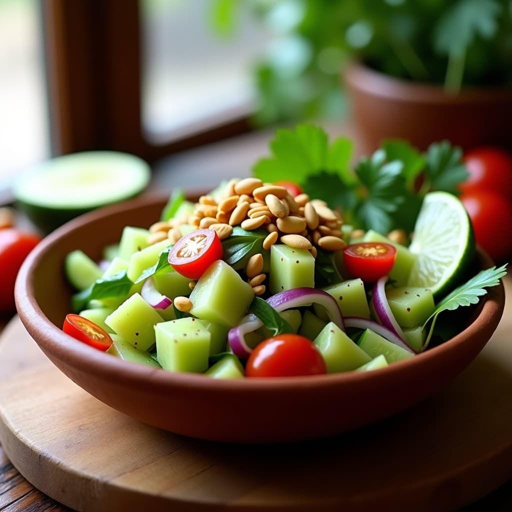 Ensalada de Pepino Africano con Cacahuetes y Vinagre de Tamarindo: Receta Senegalesa Fresca