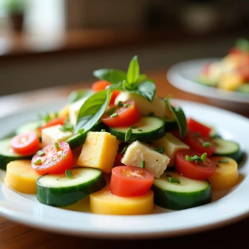 Ensalada de Pepino, Melón y Queso Halloumi: Receta Chipriota Refrescante con Toque Salado
