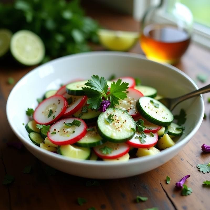 Ensalada de Pepino, Rábanos y Flor de Jamaica: Receta Mexicana Detox y Sin Calorías