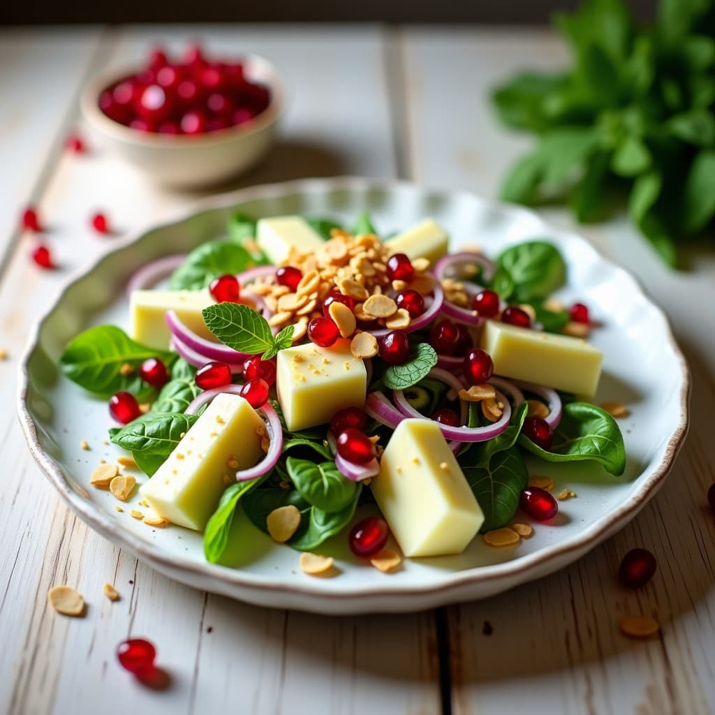 Ensalada de Perseas y Canónigos con Vinagreta de Granados: Receta Iraní Fresca y Nutritiva