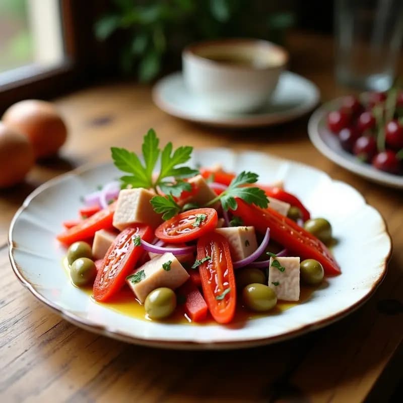 Ensalada de Pimientos Asados con Ventresca y Aceitunas: Tapa Andalza Fresca