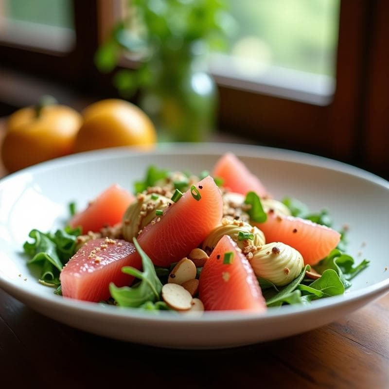 Ensalada de Pomelo Rosa y corazón de Alcachofa con Aliño de Mosto: Receta Italiana Ultrafresca