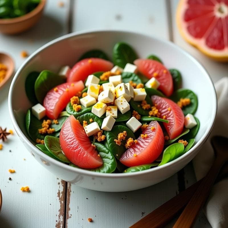 Ensalada de Pomelo Rosa y Queso Feta con Vinagreta de Azafrán: Receta Persa y Keto