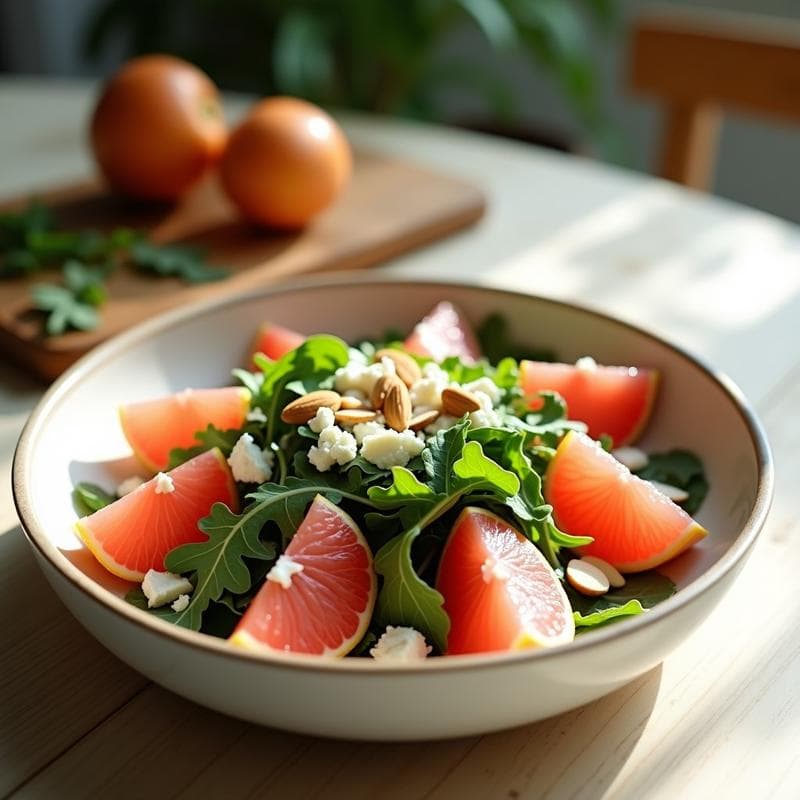Ensalada de Pomelos Rosados y Rúcula con Vinagreta de Miel de Tomillo: Receta Griega Keto