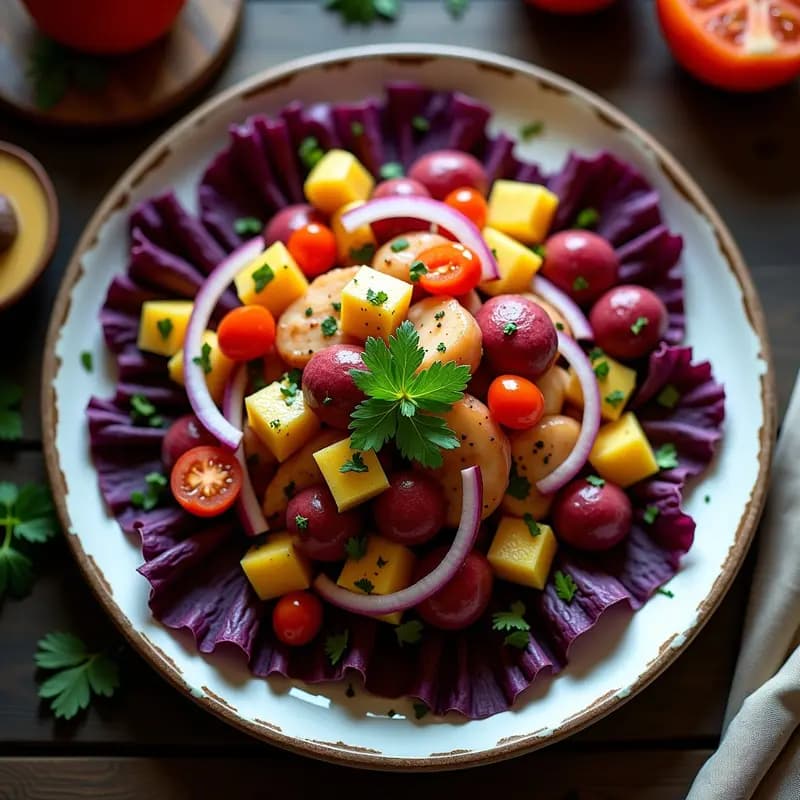 Ensalada de Pulpo y Papa Morada: Receta Peruanita con Aderezo de Ají Amarillo