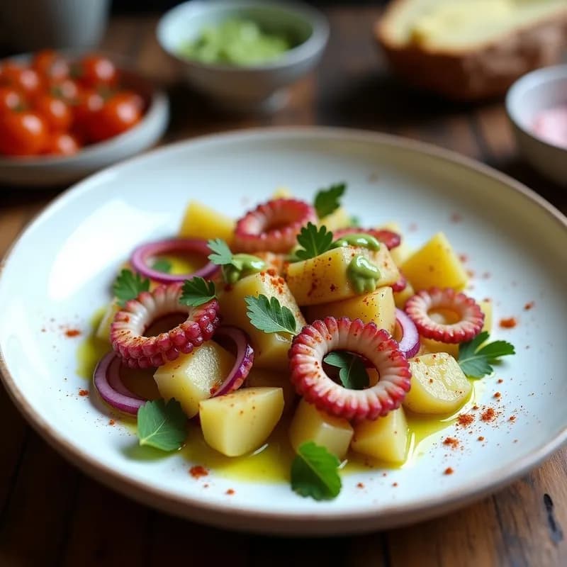 Ensalada de Pulpo y Patata Canaria Ahumada: Receta Tradicional con Toque a Leña en 30 Minutos
