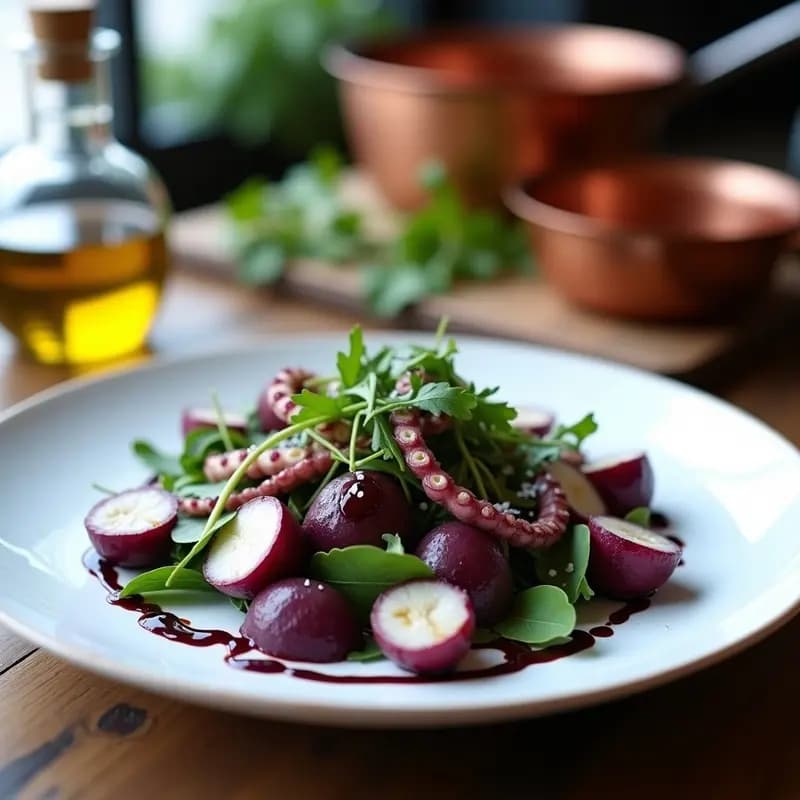 Ensalada de Pulpo con Patatas Moradas y Alioli de Ajo Negro: Receta Gallega Gourmet