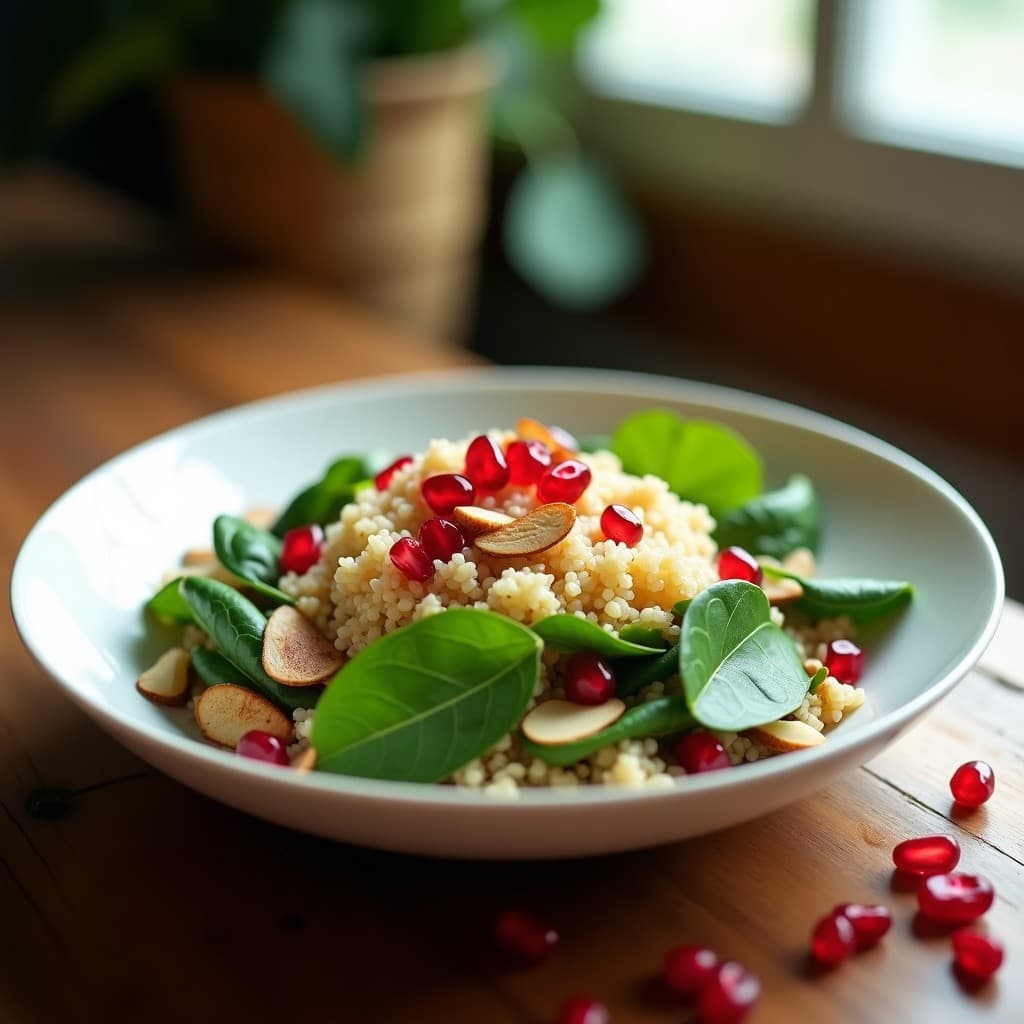 Ensalada de Quinoa con Espinacas y Granada: Receta Vegana Antiinflamatoria y Rápida