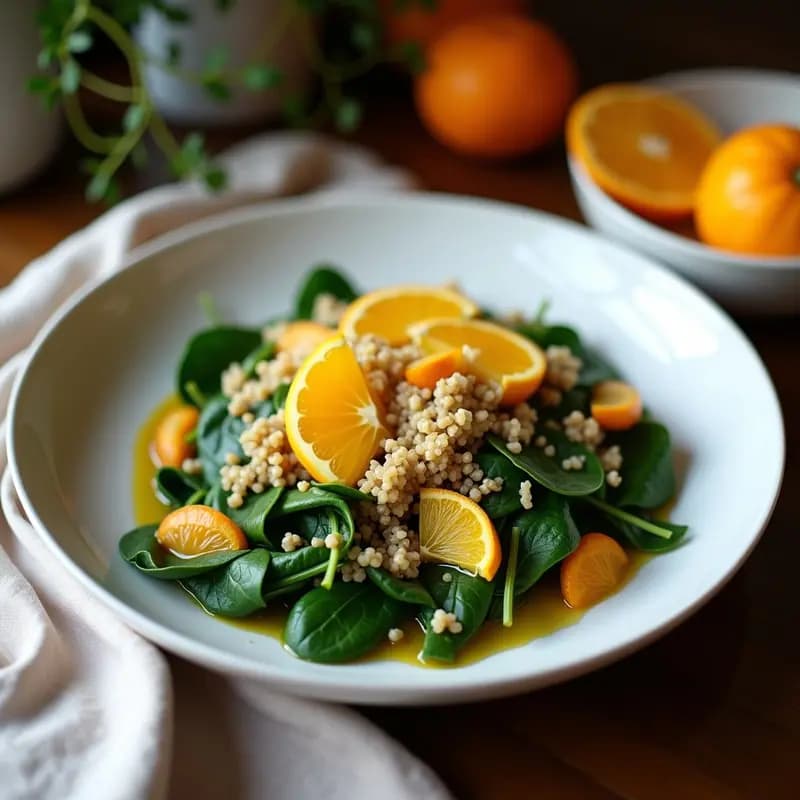 Ensalada de Quinoa con Espinacas y Naranja: Receta Andaluz con Toque Cítrico y Alto en Hierro