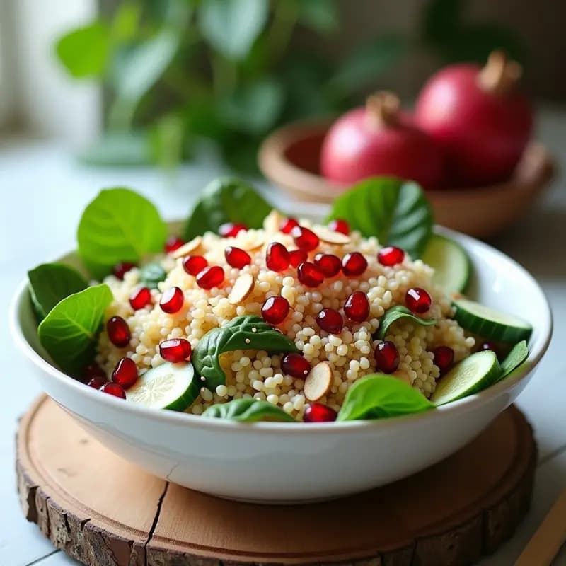 Ensalada de Quinoa con Granadas y Espinacas: Receta Oriental Rápida y Nutritiva