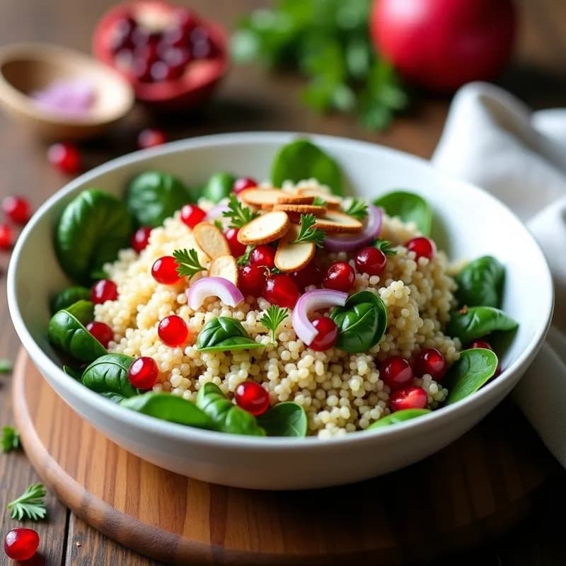 Ensalada de Quinoa y Granada: Receta Persa con Espinacas y Toque Exótico en 20 Minutos