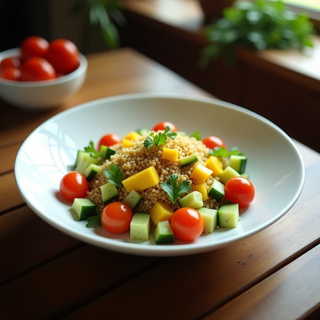 Ensalada de Quintua con Pepino y Granadilla: Receta Boliviana Vegana y Alta en Fibra