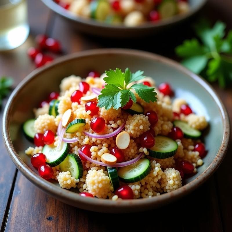 Ensalada de quinua y granada con vinagreta de tamarillo: Receta Bolsa Peruviana Sin Gluten