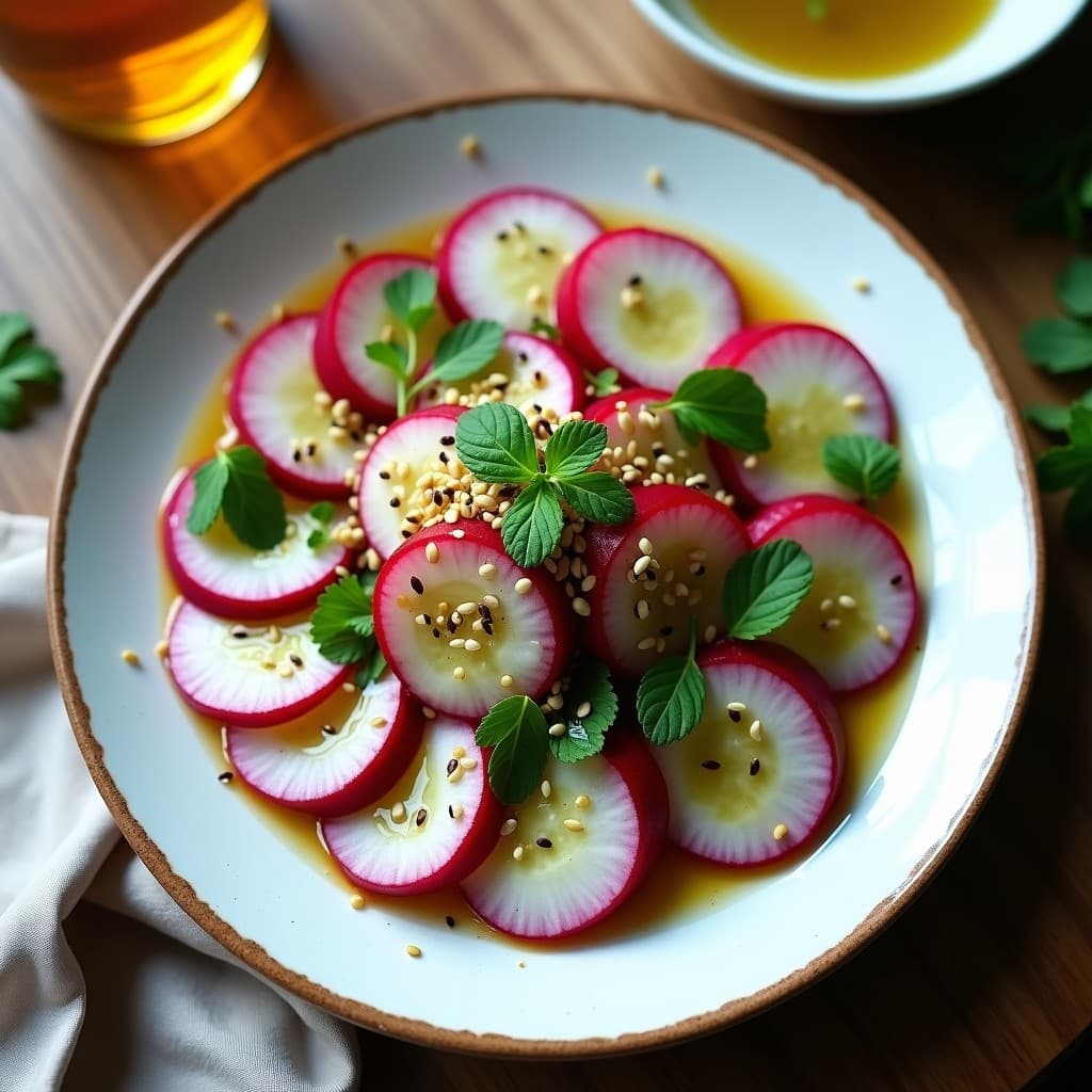Ensalada de Rabanitos y Pepino con Vinagreta de Mostaza y Miel: Receta Persa Refrescante en 10 Minutos