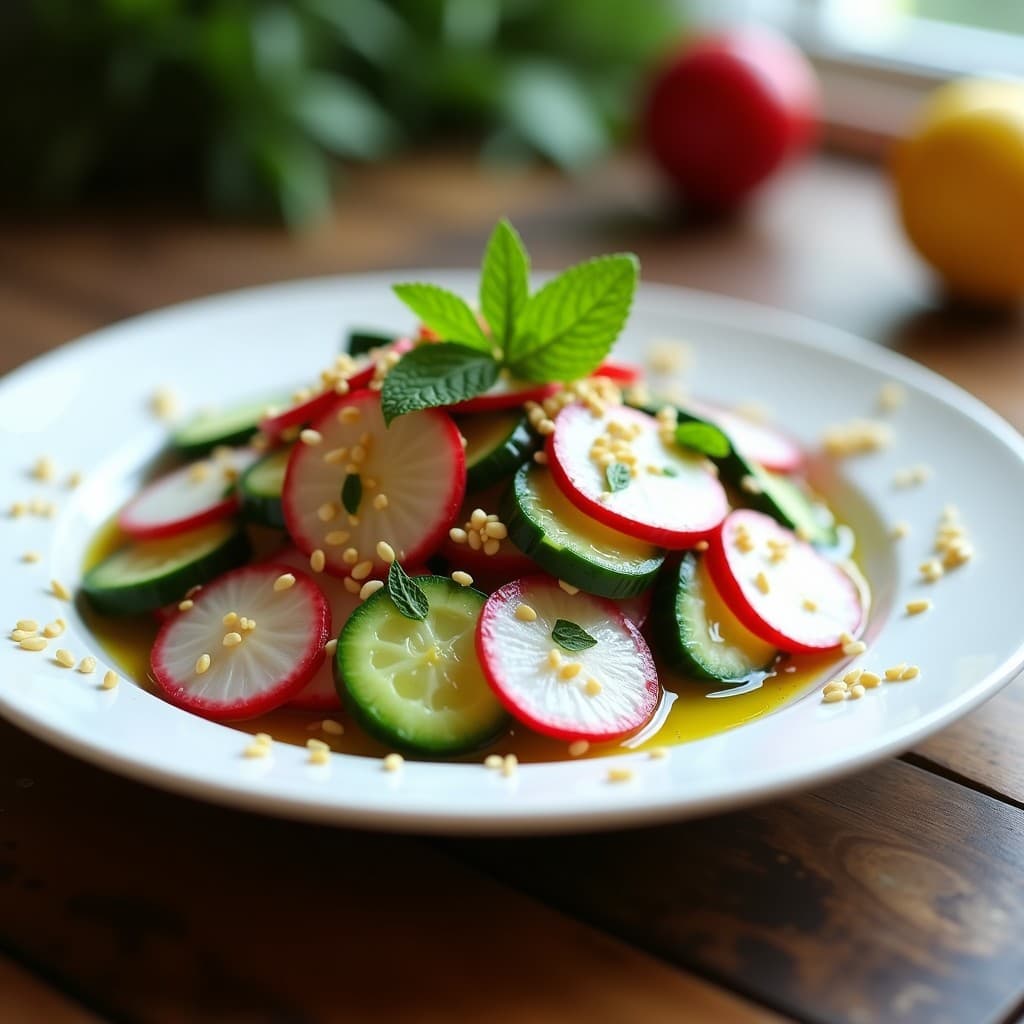Ensalada de Rábanos y Pepino con Vinagreta de Limón y Aceite de Oliva: Receta Turca Fresca y Crujiente