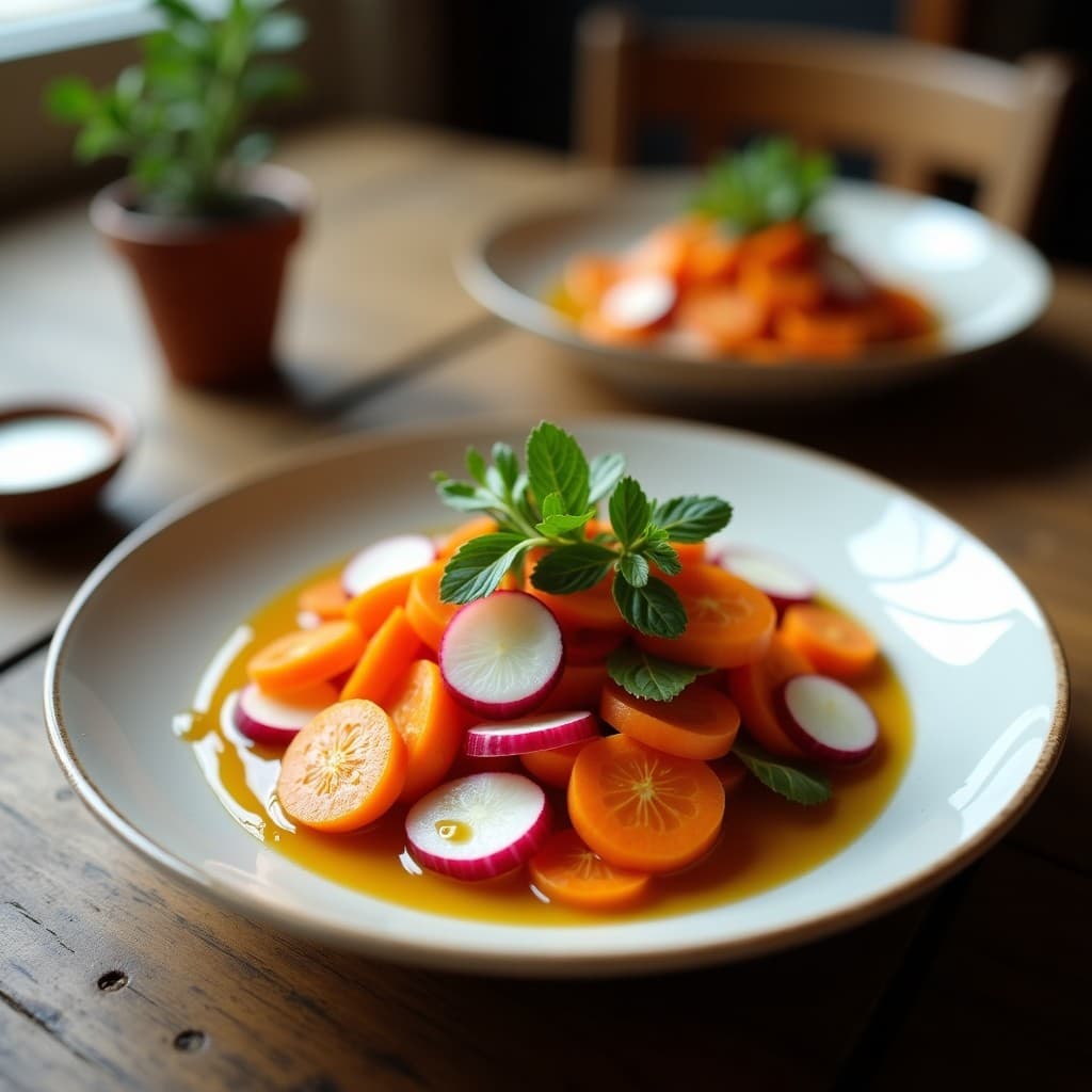 Ensalada de Rábanos y Zanahoria con Vinagreta de Mostaza y Miel: Receta Francesa Crujiente y Rapida