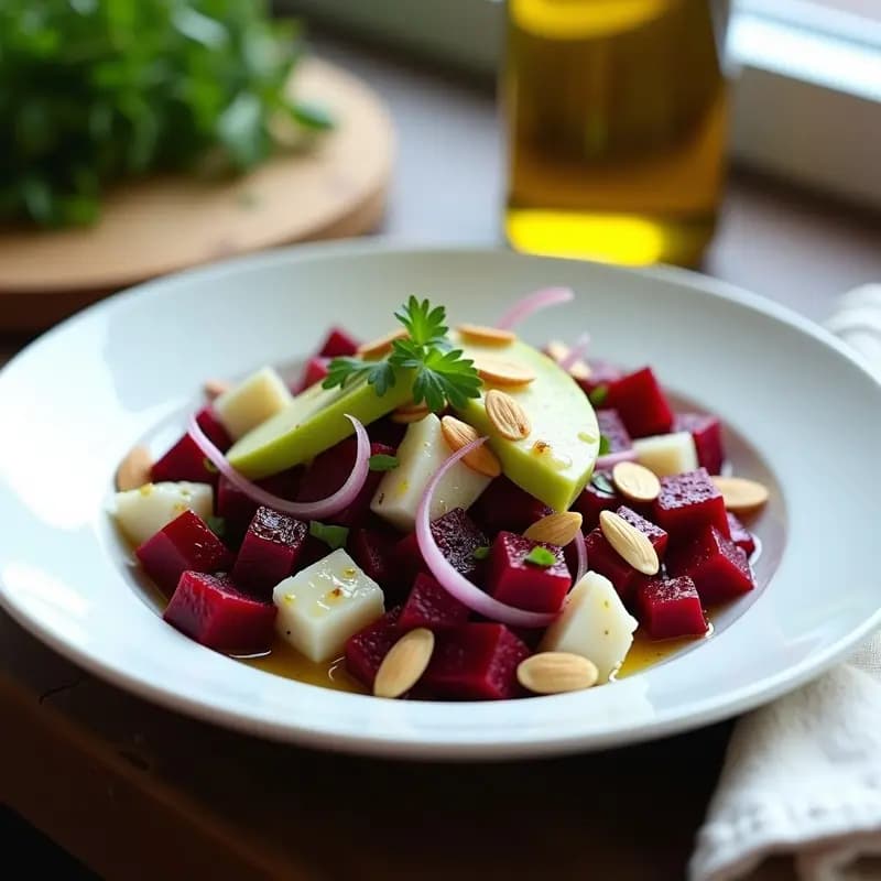 Ensalada de Remolacha y Bacalao con Vinagreta de Miel: Entrante Fresco y Nutritivo