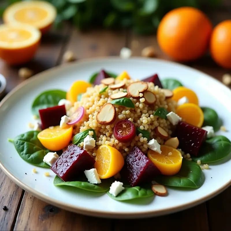 Ensalada de Remolacha y Naranja con Quinoa: Receta Rápida Alta en Hierro y Vitaminas
