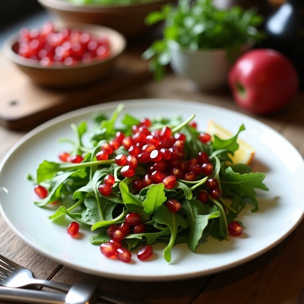 Ensalada de Rúcula con Granos de Granada y Vinagreta de Granadilla: Receta Sudanesa Fresca