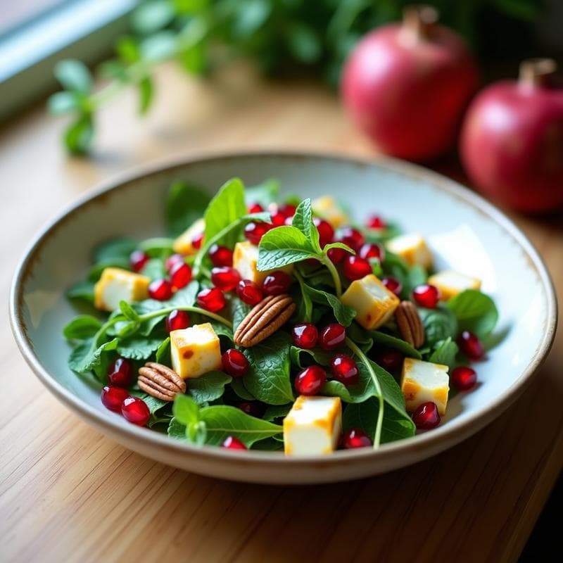 Ensalada de Rúcula, Granada y Queso de Oveja: Receta Griega con Toque Dulce-Salado