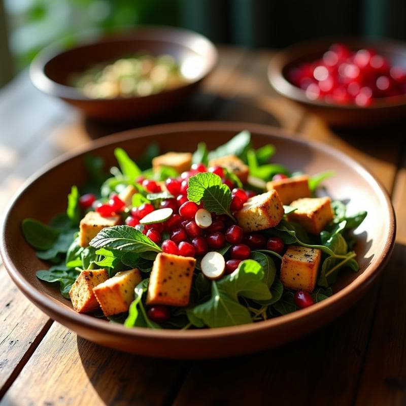 Ensalada de Rúcula con Granitos de Granada y Vinagreta de Zaatar: Receta Libanesa Keto