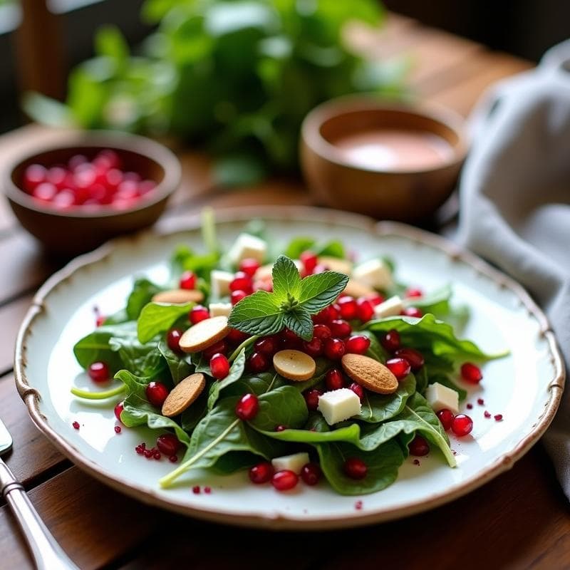 Ensalada de Rúcula con Granadas y Vinagreta de Rosa Mosqueta: Receta Griega Gourmet