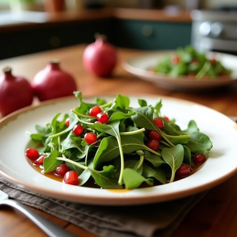 Ensalada de Rúcula con Granados y Vinagreta de Granadilla: Receta Árabe Fresca y Antioxidante