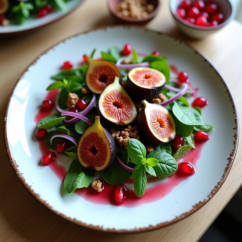 Ensalada de Rúcula y Higos Asados con Vinagreta de Vinagre de Frambuesa: Receta en Airfryer