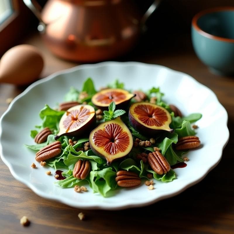 Ensalada de Rúcula, Higos Caramelizados y Vinagreta de Vinagre Balsámico Reducido: Receta gourmet vegana