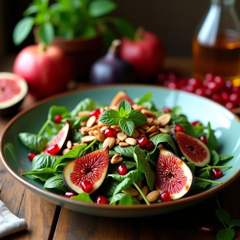 Ensalada de Rúcula y Higos con Vinagreta de Granado: Receta Turca Vegana y Antiinflamatoria
