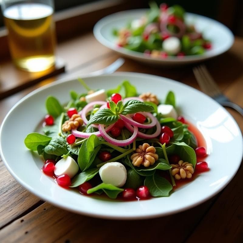 Ensalada de Rúcula, Granada y Queso de Burgo: Receta Griega con Vinagreta de Granado en 10 Minutos