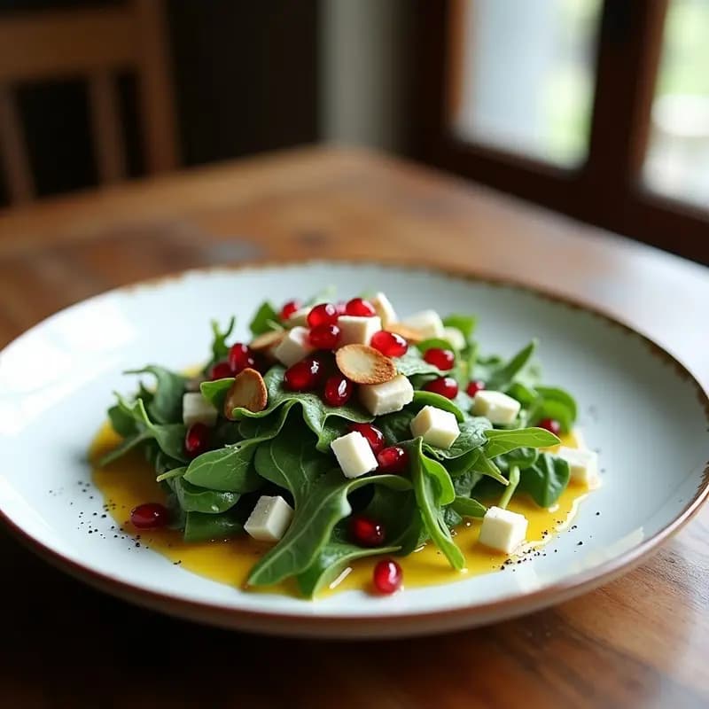 Ensalada de Rúcula con Granos de Granada y Queso de Cabra: Receta Italo-Persa Gourmet