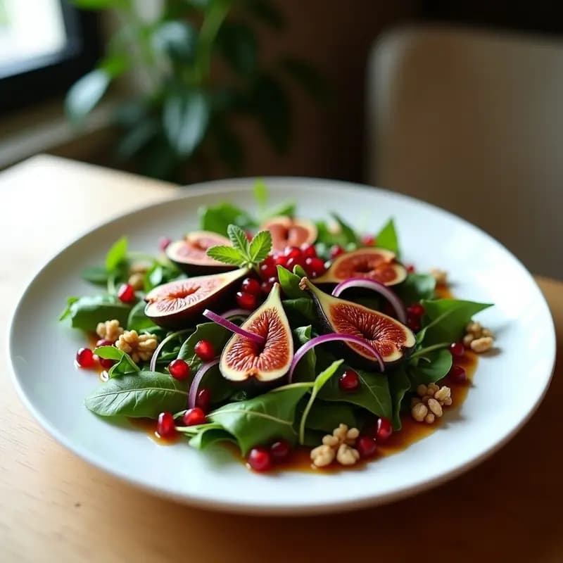 Ensalada de Rúcula con Higos Asados y Vinagreta de Granado: Receta Persa Elegante