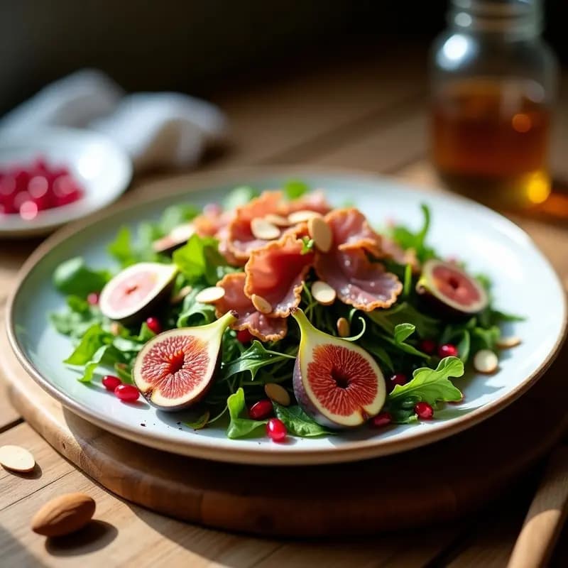 Ensalada de Rúcula y Higos con Jamón Serrano: Receta Española Alta en Hierro y Rápida